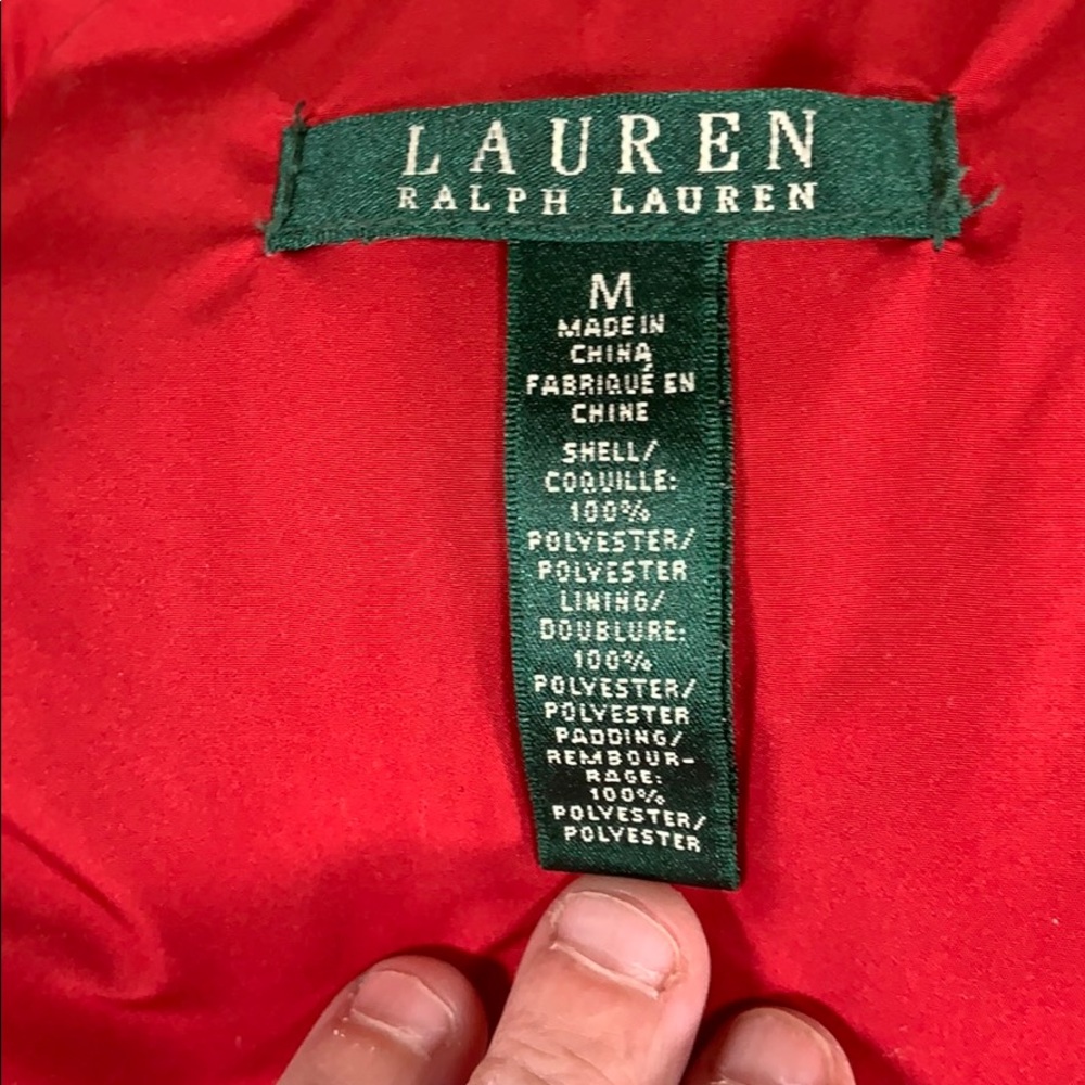 L-LR RALPH LAUREN BLACK RED PUFFER VEST MED - Picture 7 of 7